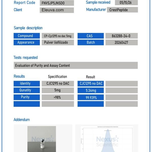 CJC-1295 no DAC+ IPA 10mg — Certificate of Analysis (CJC-1295 no DAC 5mg)