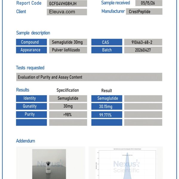 E-S1 30mg — Certificate of Analysis (E-S1 30mg)
