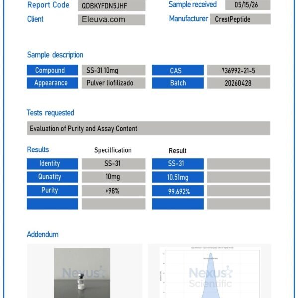 SS-31 10mg — Certificate of Analysis (SS-31 10mg)