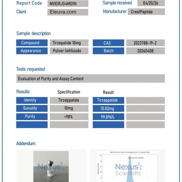 GLP2-T 10mg — Certificate of Analysis (Tirzepatide 10mg)